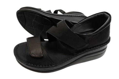 【インコルジェ4224 ブラック】本革ダブルベルトデザインサンダル