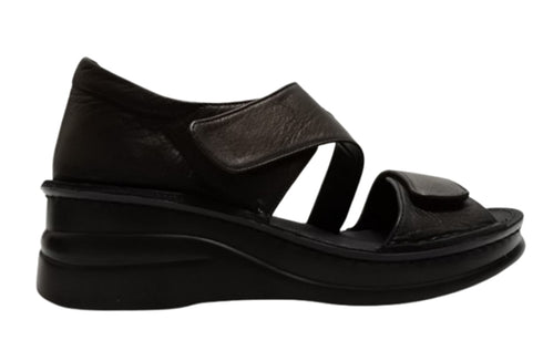 【インコルジェ4224 ブラック】本革ダブルベルトデザインサンダル