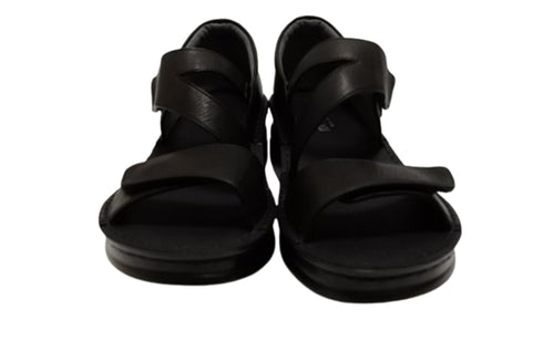 【インコルジェ4224 ブラック】本革ダブルベルトデザインサンダル