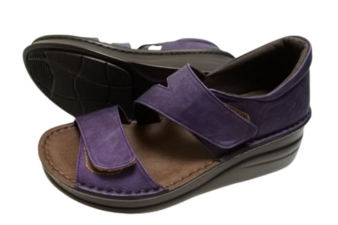 【インコルジェ4224 ダークパープル】本革ダブルベルトデザインサンダル