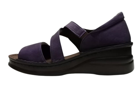 【インコルジェ4224 ダークパープル】本革ダブルベルトデザインサンダル