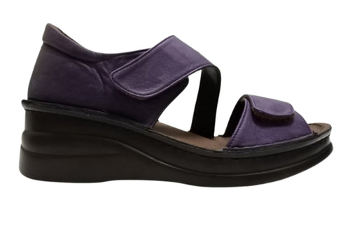 【インコルジェ4224 ダークパープル】本革ダブルベルトデザインサンダル