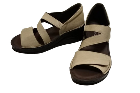 【インコルジェ4224 グレージュ】本革ダブルベルトデザインサンダル