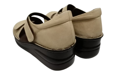 【インコルジェ4224 グレージュ】本革ダブルベルトデザインサンダル