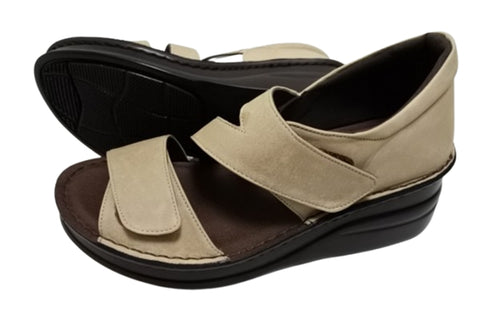 【インコルジェ4224 グレージュ】本革ダブルベルトデザインサンダル