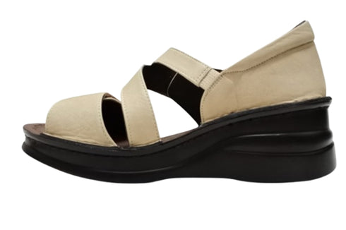 【インコルジェ4224 グレージュ】本革ダブルベルトデザインサンダル