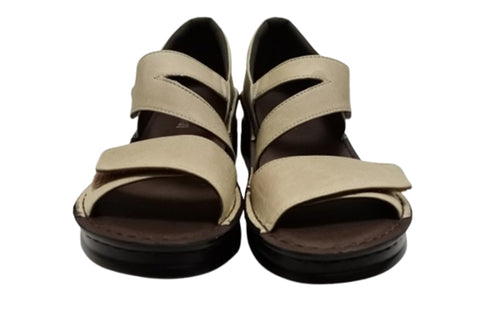 【インコルジェ4224 グレージュ】本革ダブルベルトデザインサンダル