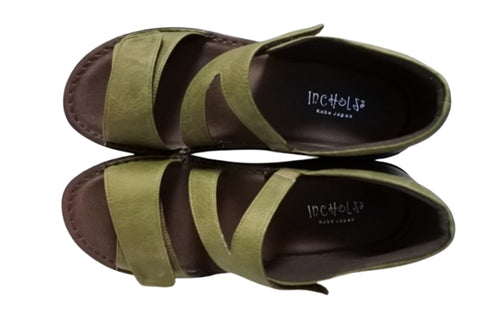 【インコルジェ4224 カーキ】本革ダブルベルトデザインサンダル