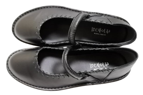 【インコルジェ5004 ブラック】シングルステッチストラップシューズ