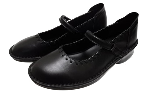 【インコルジェ5004 ブラック】シングルステッチストラップシューズ