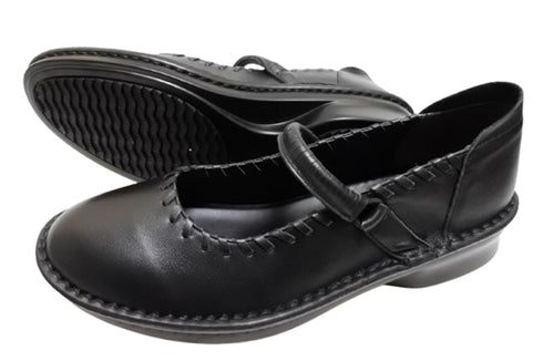 【インコルジェ5004 ブラック】シングルステッチストラップシューズ