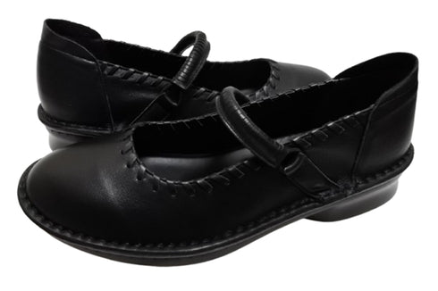 【インコルジェ5004 ブラック】シングルステッチストラップシューズ