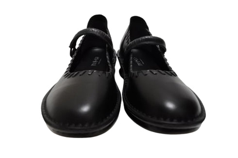 【インコルジェ5004 ブラック】シングルステッチストラップシューズ