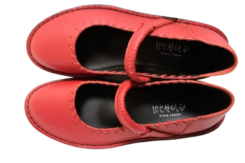 【インコルジェ5004 レッド】シングルステッチストラップシューズ