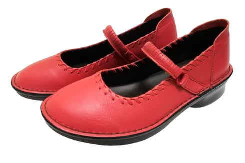 【インコルジェ5004 レッド】シングルステッチストラップシューズ