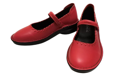 【インコルジェ5004 レッド】シングルステッチストラップシューズ
