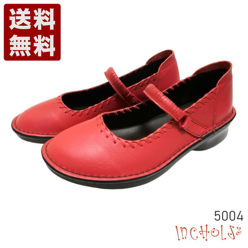 【インコルジェ5004 レッド】シングルステッチストラップシューズ