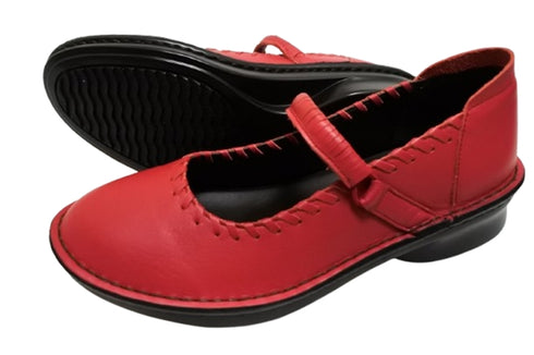 【インコルジェ5004 レッド】シングルステッチストラップシューズ