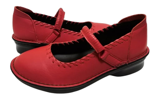 【インコルジェ5004 レッド】シングルステッチストラップシューズ