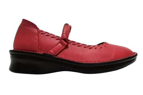 【インコルジェ5004 レッド】シングルステッチストラップシューズ