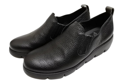 【arui_toe 5082 ブラック】本革軽量厚底スリッポンシューズ