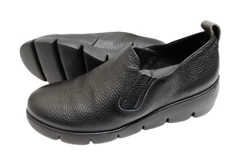 【arui_toe 5082 ブラック】本革軽量厚底スリッポンシューズ