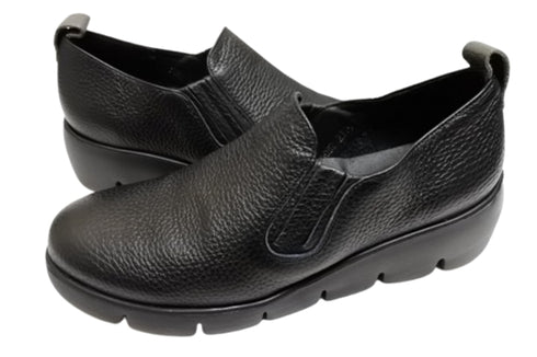 【arui_toe 5082 ブラック】本革軽量厚底スリッポンシューズ