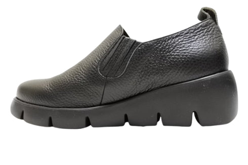 【arui_toe 5082 ブラック】本革軽量厚底スリッポンシューズ