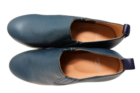 【arui_toe 5082 ブルー】本革軽量厚底スリッポンシューズ