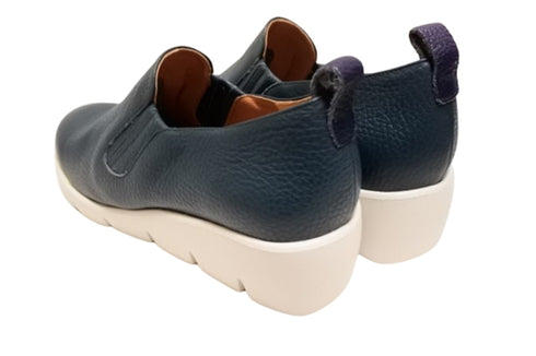 【arui_toe 5082 ブルー】本革軽量厚底スリッポンシューズ