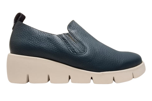 【arui_toe 5082 ブルー】本革軽量厚底スリッポンシューズ