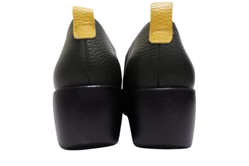【arui_toe 5082 カーキ】本革軽量厚底スリッポンシューズ