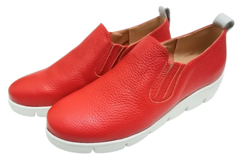 【arui_toe 5082 レッド】本革軽量厚底スリッポンシューズ