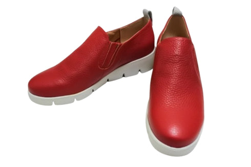 【arui_toe 5082 レッド】本革軽量厚底スリッポンシューズ