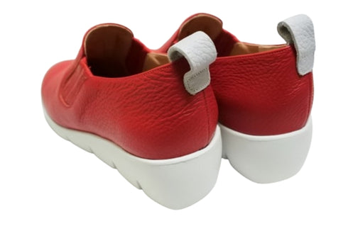 【arui_toe 5082 レッド】本革軽量厚底スリッポンシューズ