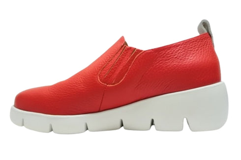 【arui_toe 5082 レッド】本革軽量厚底スリッポンシューズ