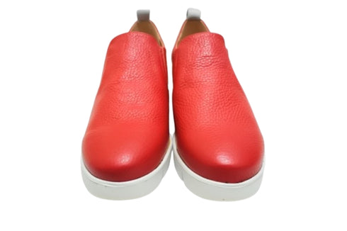 【arui_toe 5082 レッド】本革軽量厚底スリッポンシューズ