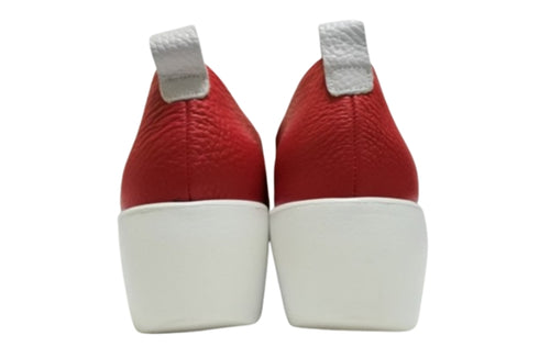 【arui_toe 5082 レッド】本革軽量厚底スリッポンシューズ