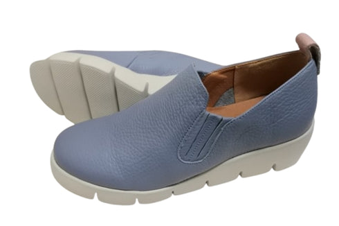 【arui_toe 5082 サックスブルー】本革軽量厚底スリッポンシューズ