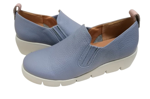 【arui_toe 5082 サックスブルー】本革軽量厚底スリッポンシューズ