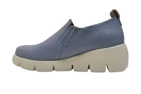 【arui_toe 5082 サックスブルー】本革軽量厚底スリッポンシューズ