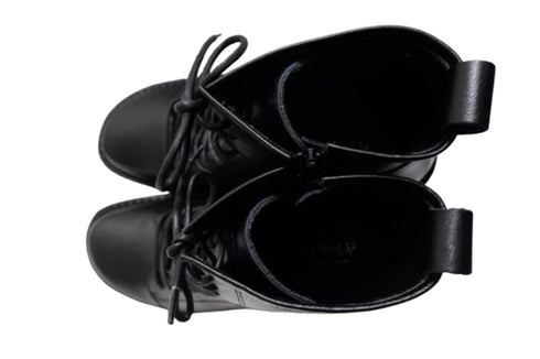 【インコルジェ 5501 ブラック】ウエッジタンクソール靴紐ハイカットブーツ