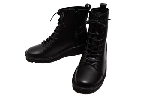 【インコルジェ 5501 ブラック】ウエッジタンクソール靴紐ハイカットブーツ