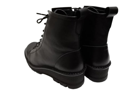 【インコルジェ 5501 ブラック】ウエッジタンクソール靴紐ハイカットブーツ