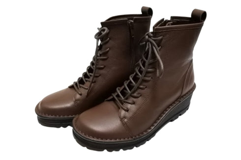 【インコルジェ 5501 ダークブラウン】ウエッジタンクソール靴紐ハイカットブーツ