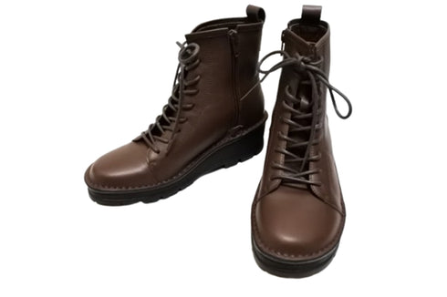 【インコルジェ 5501 ダークブラウン】ウエッジタンクソール靴紐ハイカットブーツ