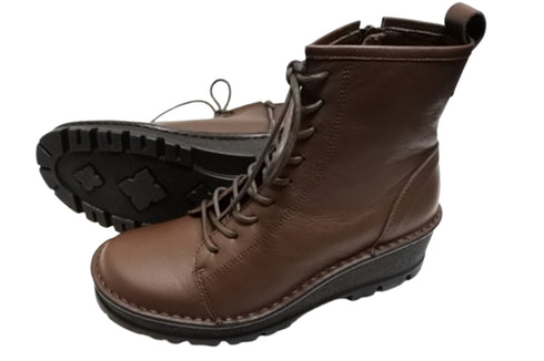 【インコルジェ 5501 ダークブラウン】ウエッジタンクソール靴紐ハイカットブーツ