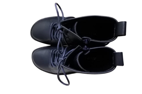 【インコルジェ 5501 ダークネイビー】ウエッジタンクソール靴紐ハイカットブーツ