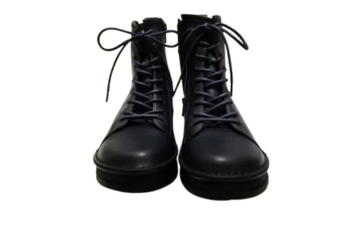 【インコルジェ 5501 ダークネイビー】ウエッジタンクソール靴紐ハイカットブーツ