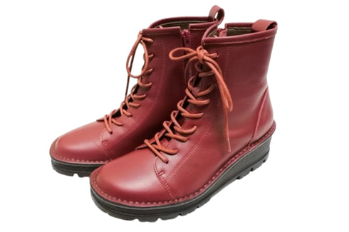 【インコルジェ 5501 ダークワイン】ウエッジタンクソール靴紐ハイカットブーツ